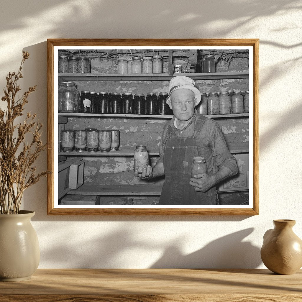 Mr. Bosley with Canned Fruits in Baca County Colorado 1939