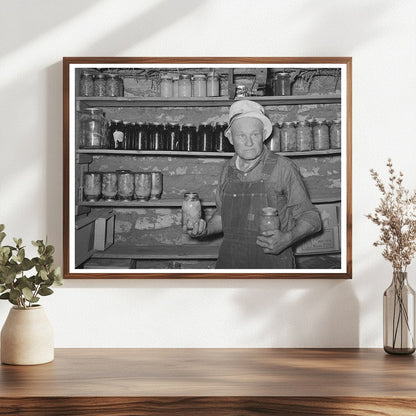Mr. Bosley in Baca County Cellar with Canned Fruits 1939