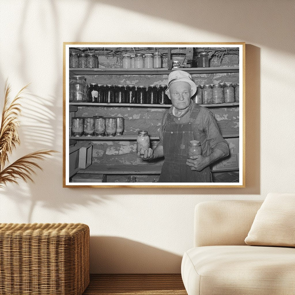Mr. Bosley with Canned Fruits in Baca County Colorado 1939