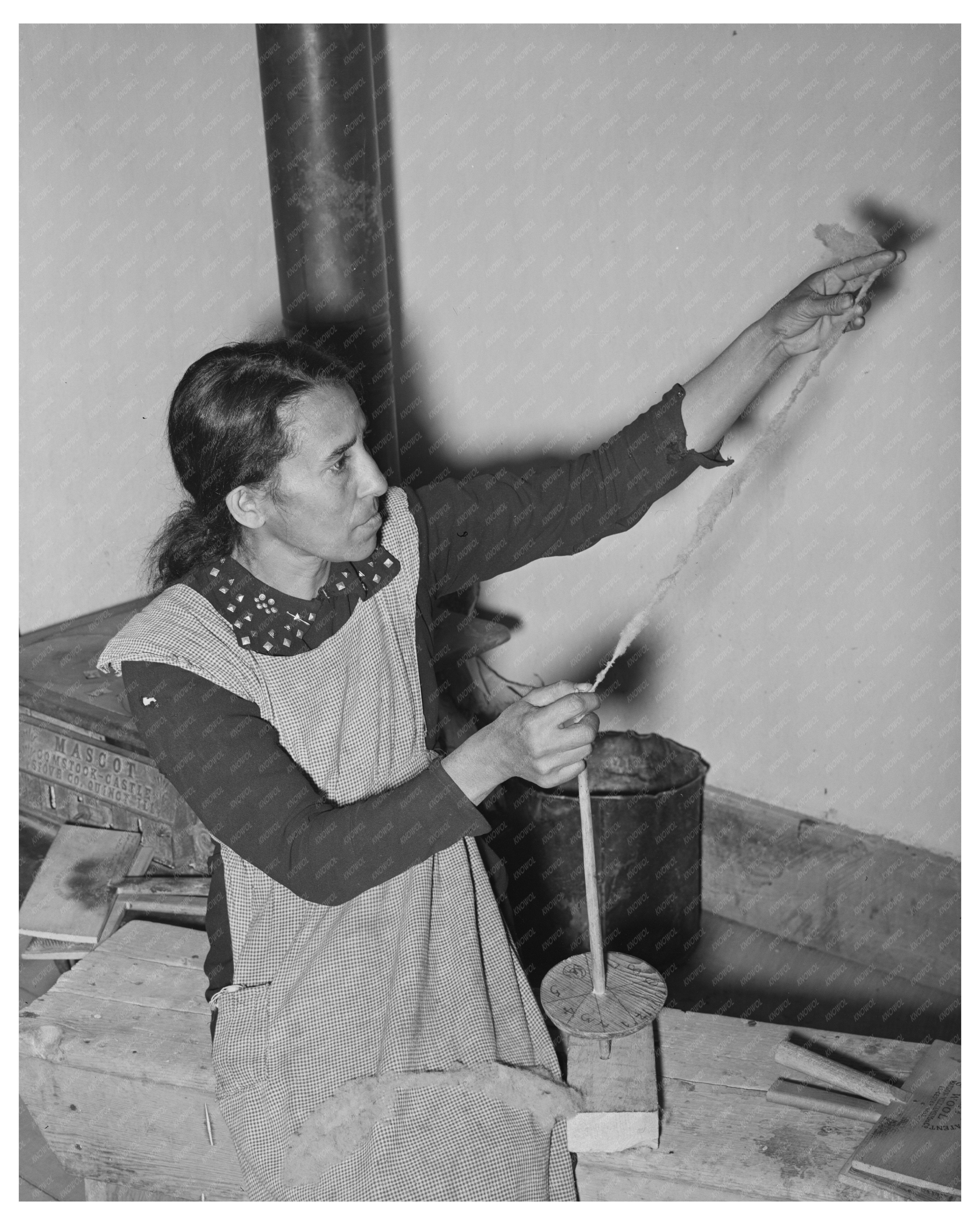 Spanish-American Woman Spinning Wool in New Mexico 1939