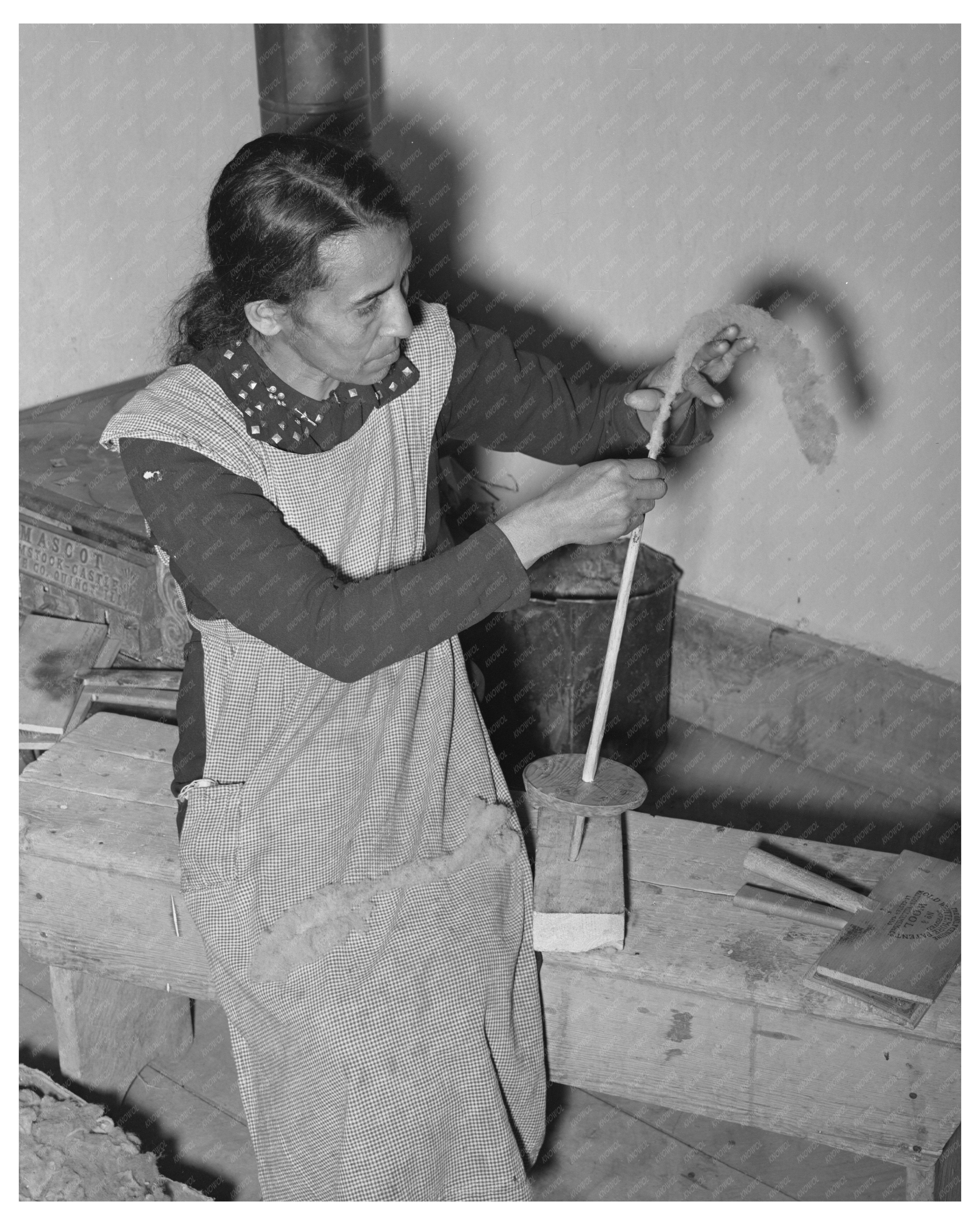 Spanish-American Woman Spinning Wool at WPA Project 1939