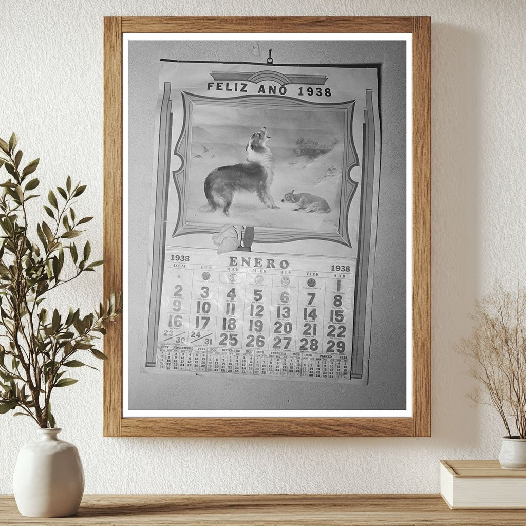 Spanish Calendar in Taos New Mexico Home September 1939