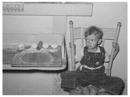 Spanish-American Boy with Tortilla Board Taos 1939