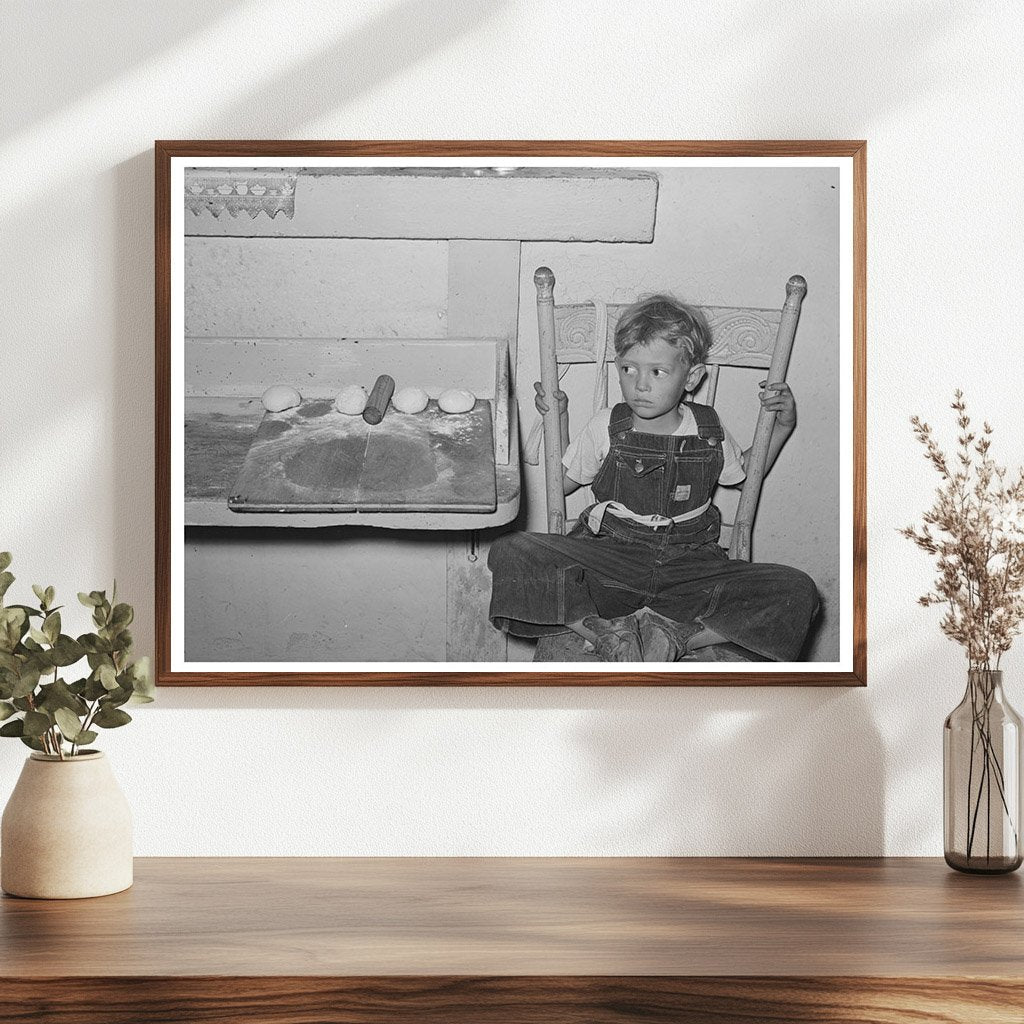 Spanish-American Boy with Tortilla Board Taos 1939