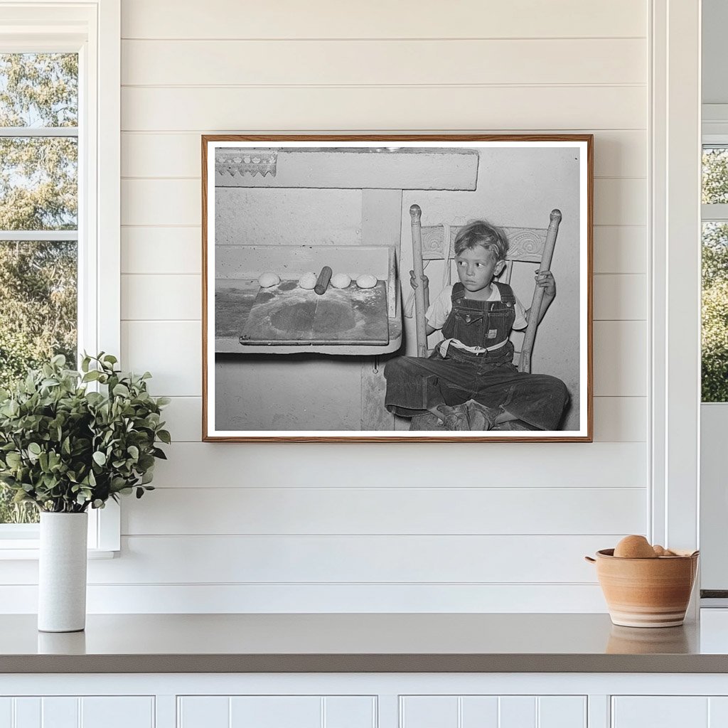 Spanish-American Boy with Tortilla Board Taos 1939