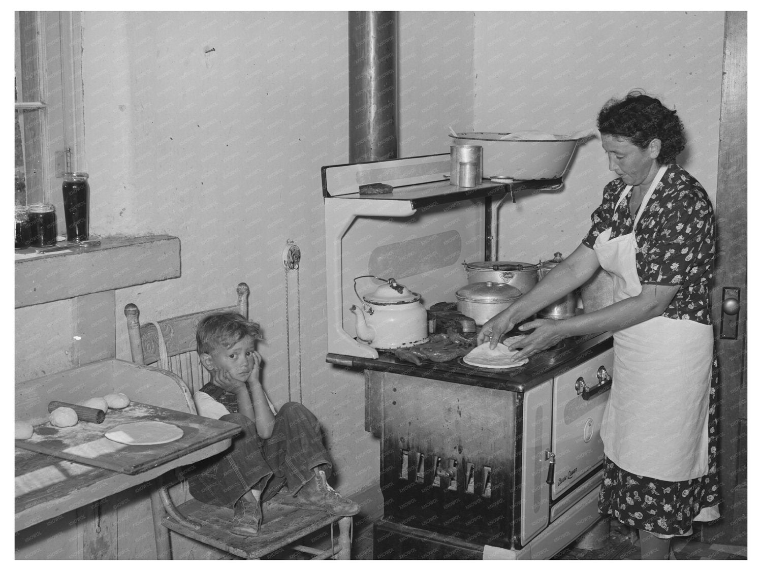 1939 Kitchen Scene of Ofelia Sandoval Making Tortillas