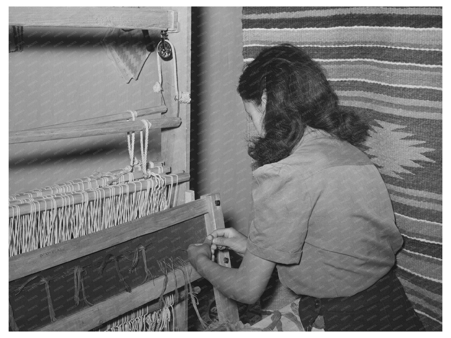 Spanish-American Girl Weaving at WPA Project 1939