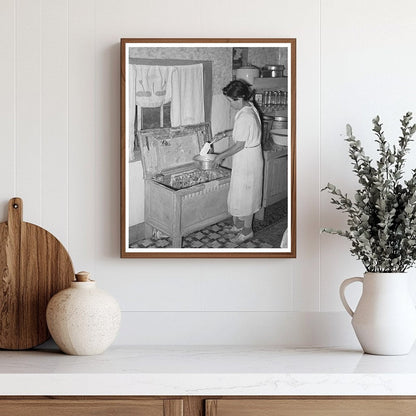 Spanish-American Woman Retrieving Flour in Taos 1939