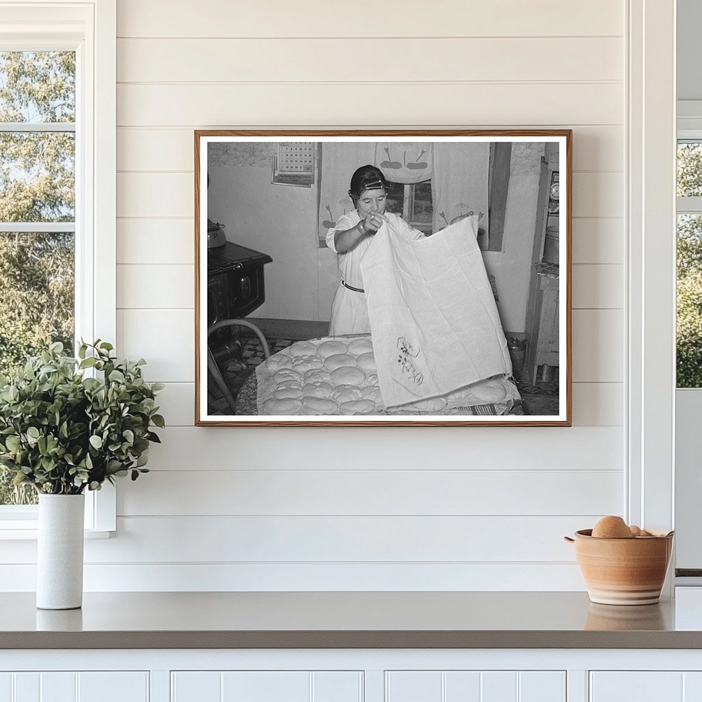 Spanish-American Woman Baking Bread Near Taos 1939