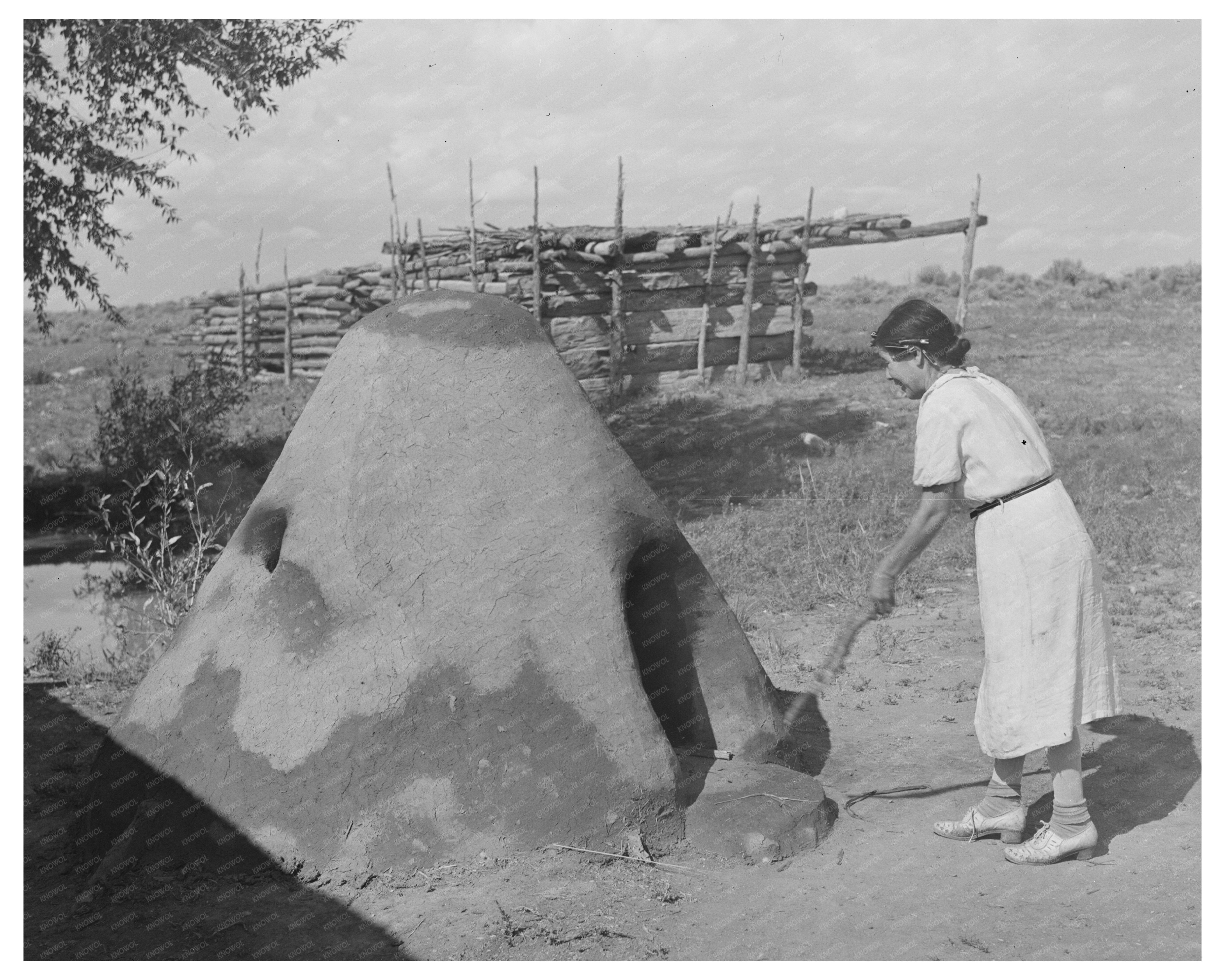 Earthen Oven Used by Spanish-American Family Taos 1939