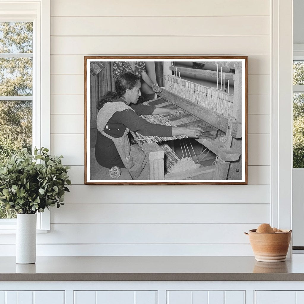 1939 Woman Weaving Rag Rug in Costilla New Mexico