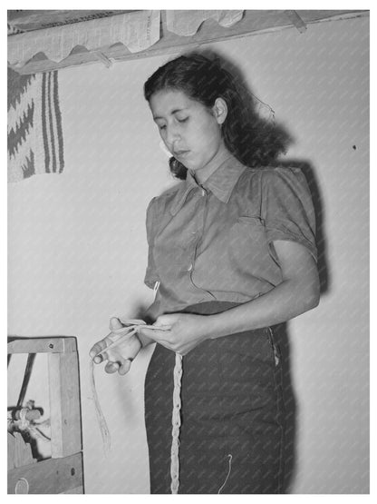 Spanish-American Girl Spinning Wool Thread 1939