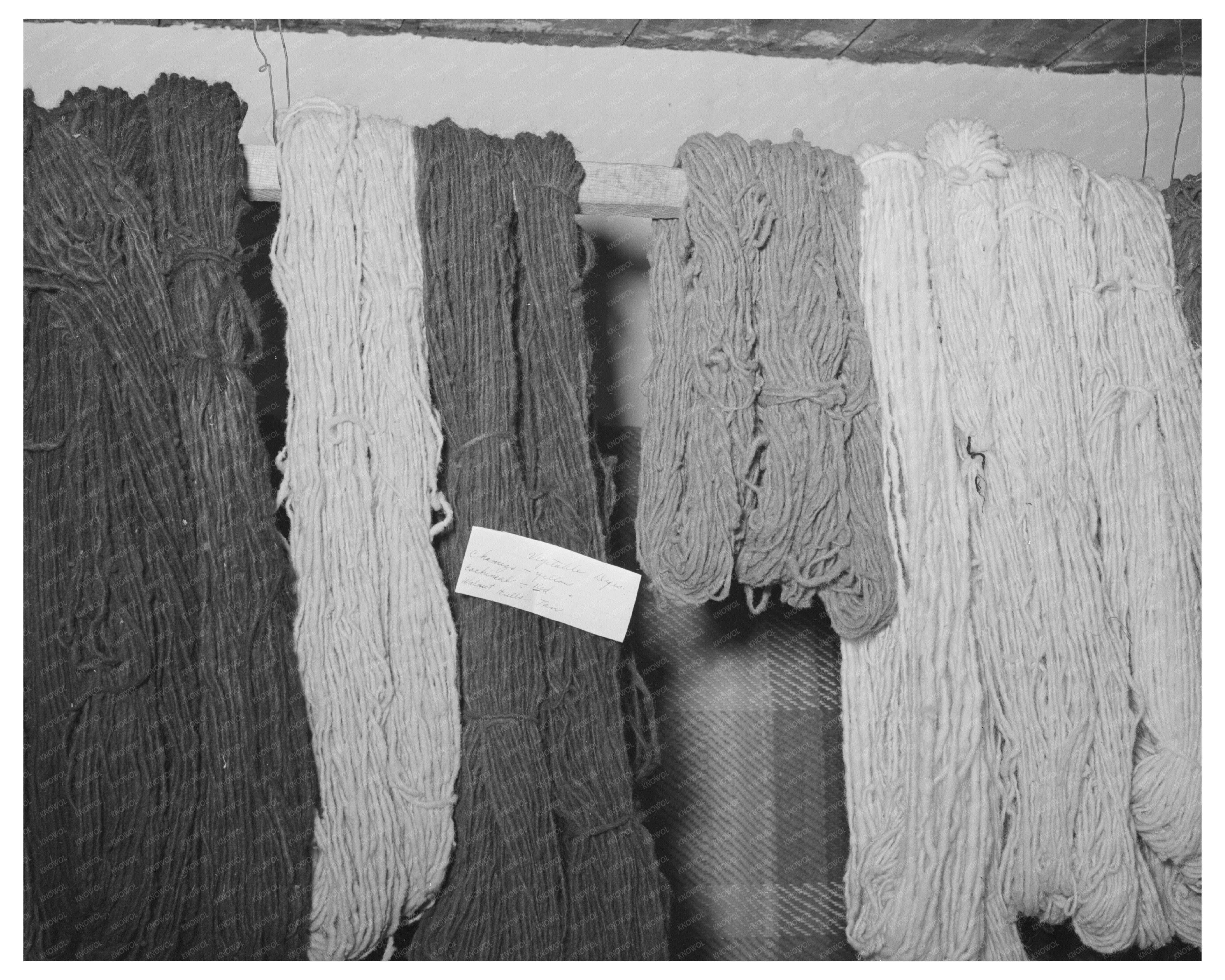 Dyed Woolen Skeins at WPA Weaving Project 1939