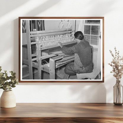 Woman Weaving Rag Rug at WPA Project in New Mexico 1939
