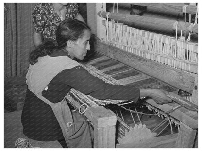 Spanish-American Woman Weaving Rag Rug New Mexico 1939
