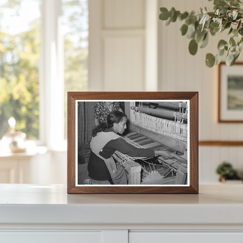 Spanish-American Woman Weaving Rag Rug New Mexico 1939