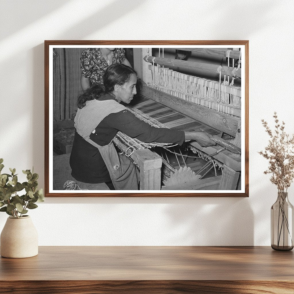 Spanish-American Woman Weaving Rag Rug New Mexico 1939