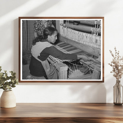 Spanish-American Woman Weaving Rag Rug New Mexico 1939