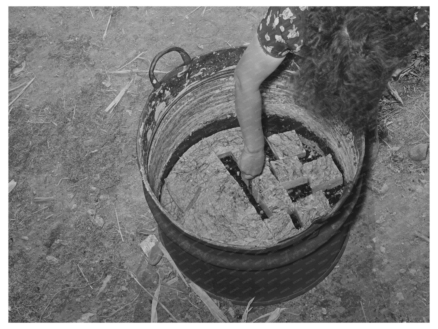 Ofelia Sandoval Cutting Handmade Soap Taos New Mexico 1939