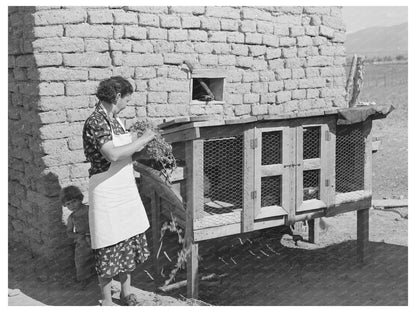 Ofelia Trujillo Sandoval Feeding Rabbits Taos 1939