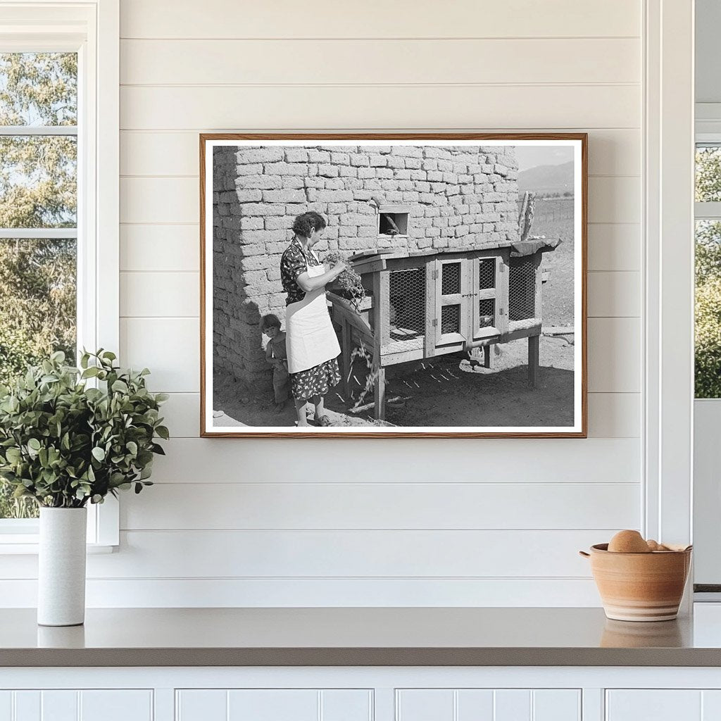 Ofelia Trujillo Sandoval Feeding Rabbits Taos 1939