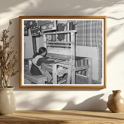 Spanish-American Woman Weaving Rag Rug Costilla New Mexico 1939