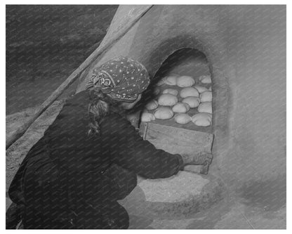 Spanish-American Woman Baking Bread in Taos County 1939
