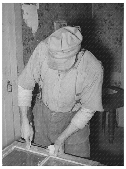 Farmer Puttying Window at Vermont Farm October 1939