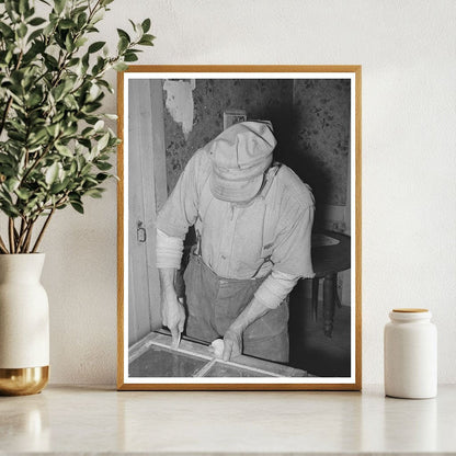 Farmer Puttying Window at Vermont Farm October 1939