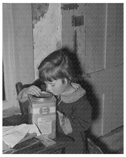 Young Girl with Candy Jar in Farm Setting 1939