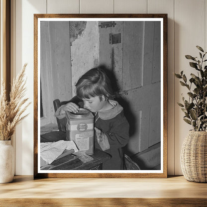 Young Girl with Candy Jar in Farm Setting 1939