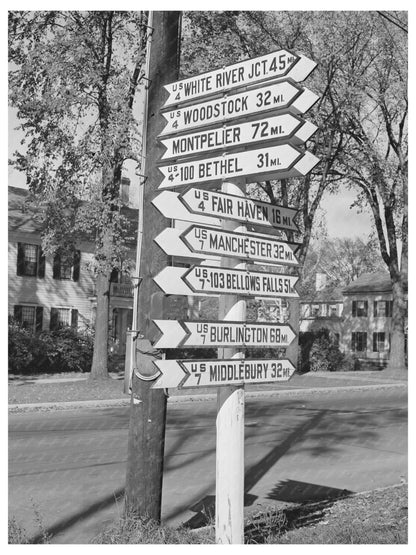 Rutland Vermont Highway Signs October 1939 Vintage Photo