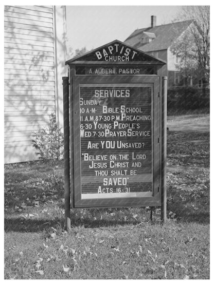 Church Sign in Wallingford Vermont October 1939