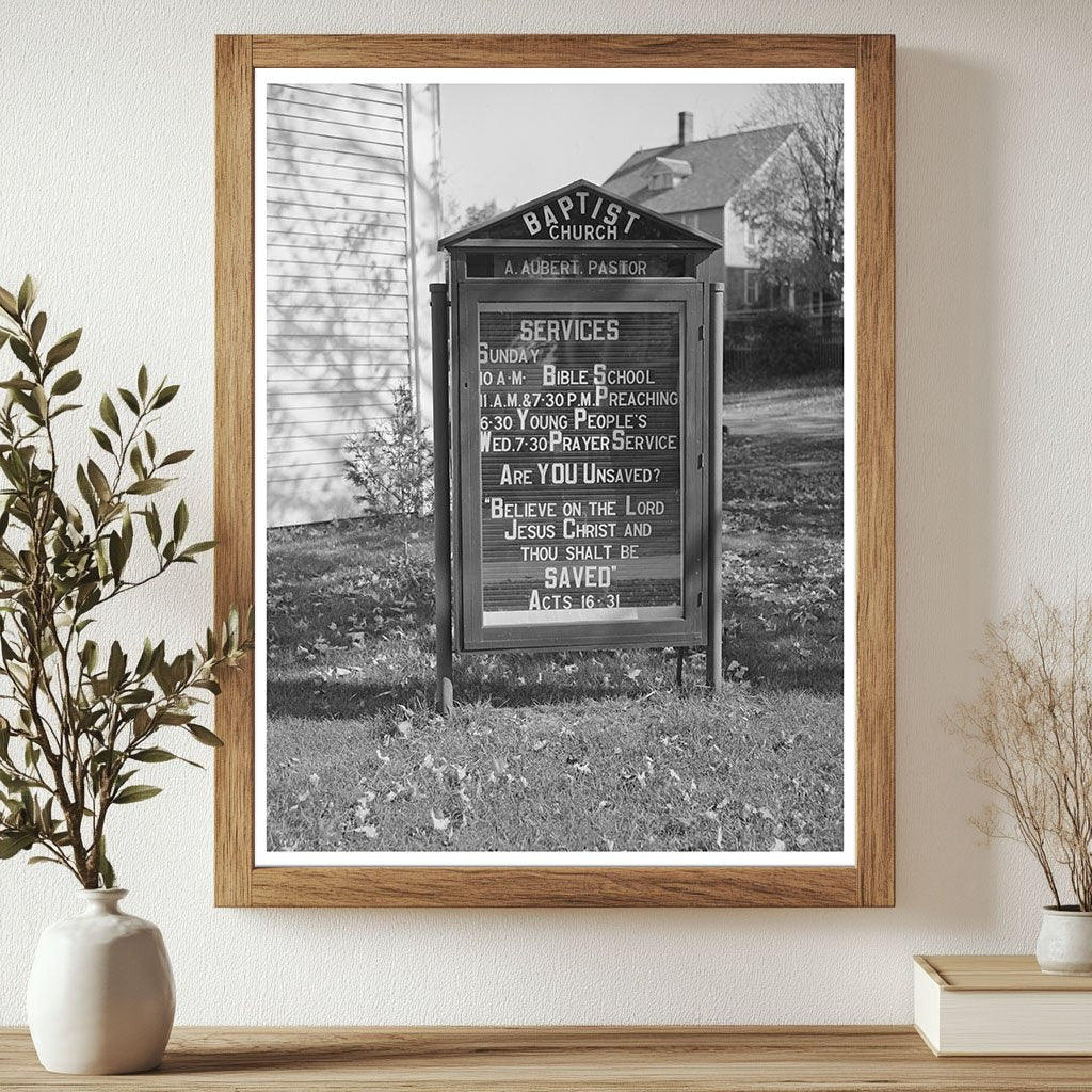 Church Sign in Wallingford Vermont October 1939