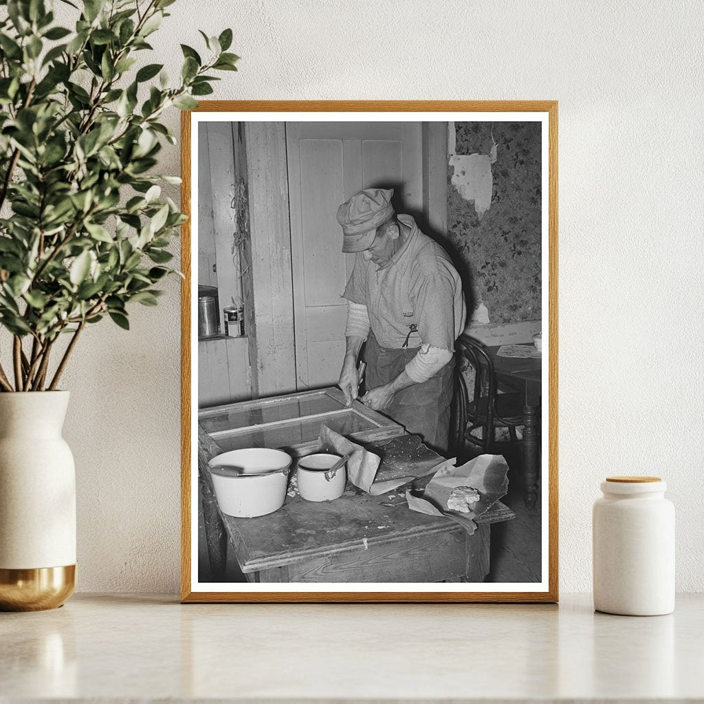 Farmer Puttying Window Glass in Orange County Vermont 1939