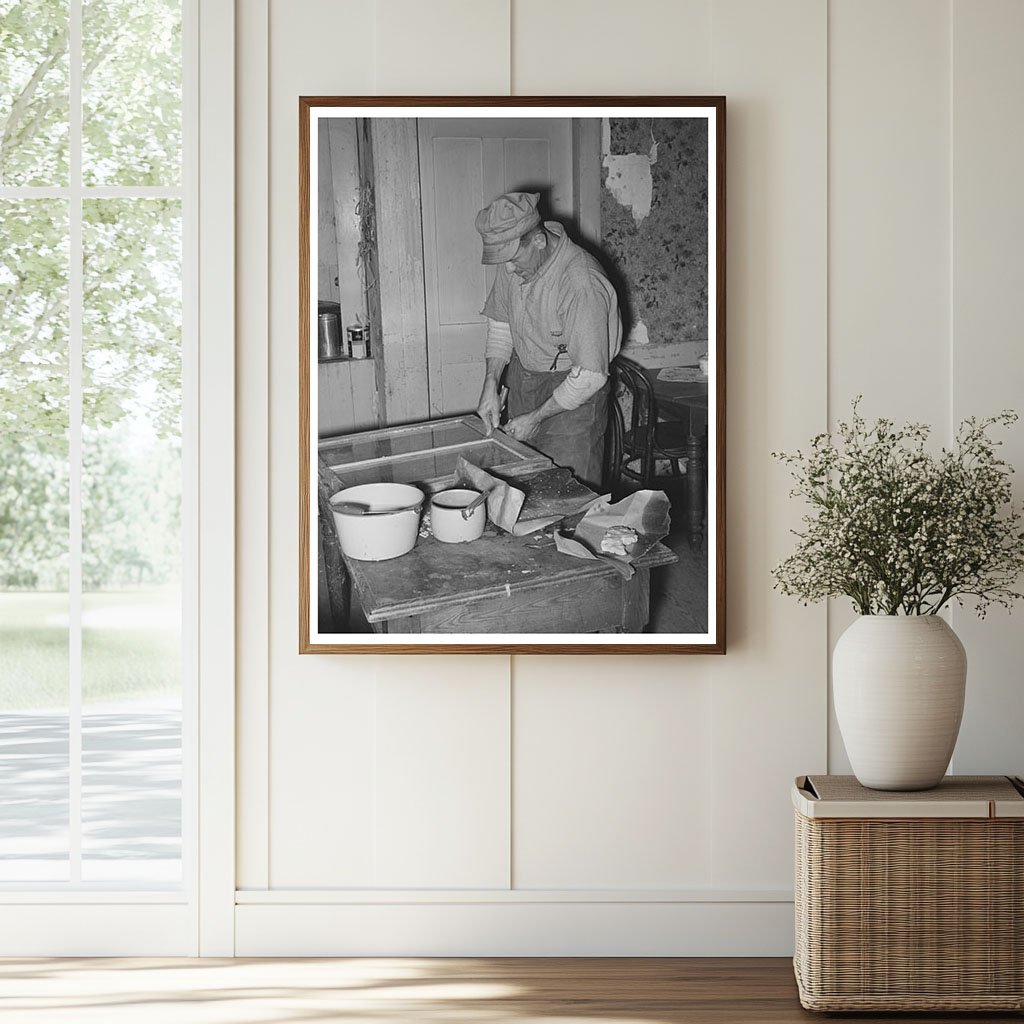 Farmer Puttying Window Glass in Orange County Vermont 1939