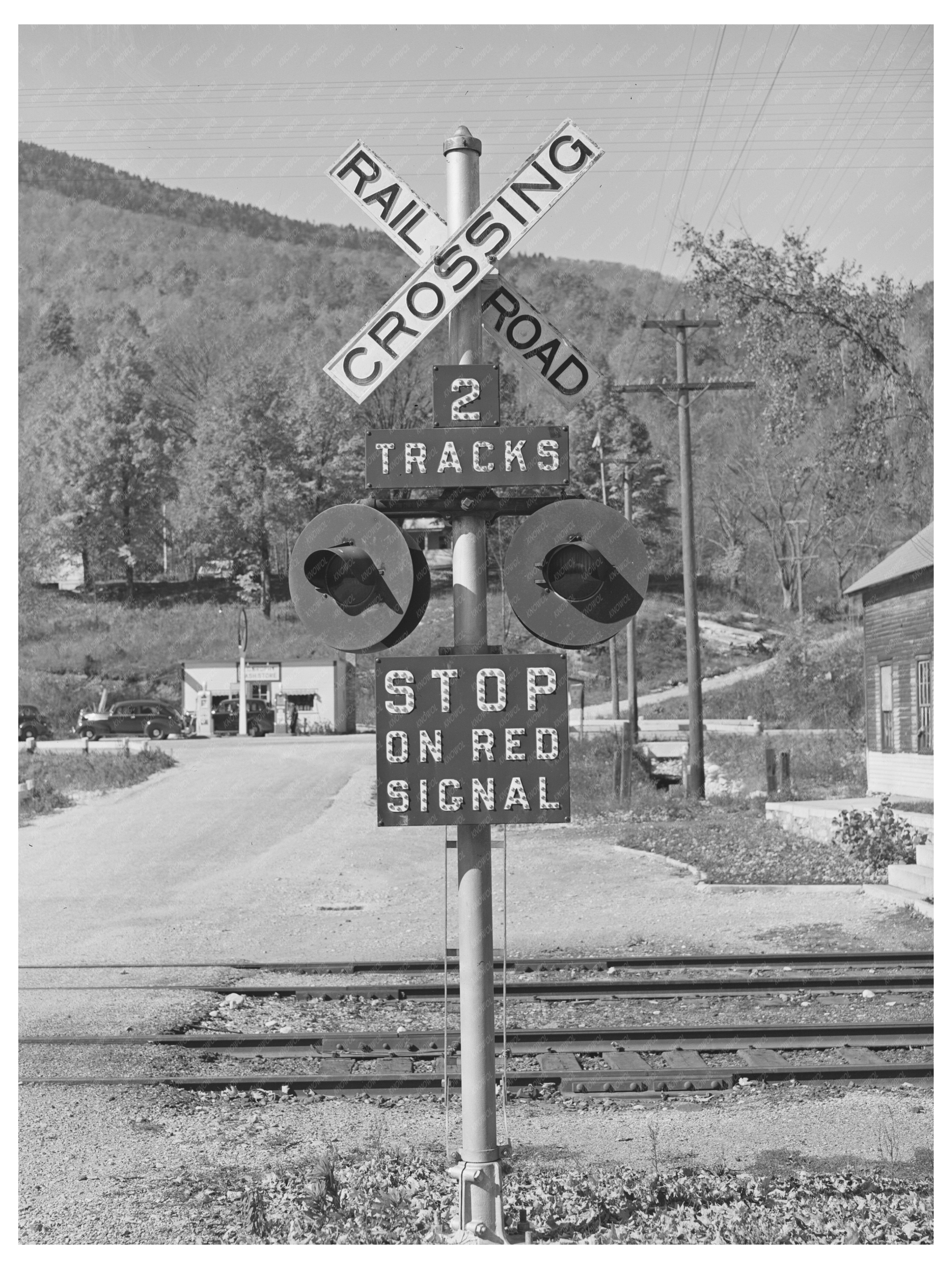 Railroad Crossing in Shaftsbury Vermont October 1939