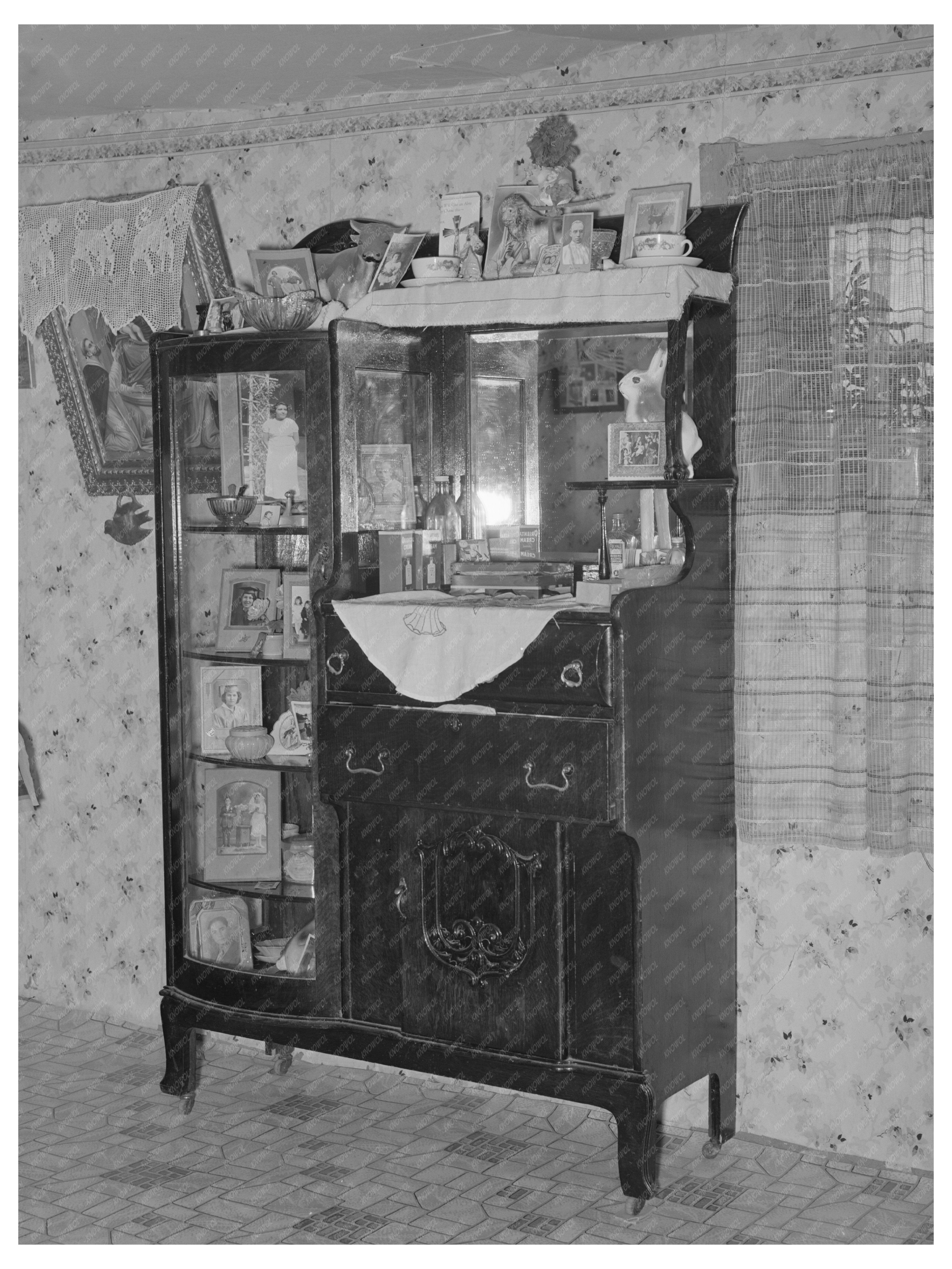 Vintage Sideboard with Photographs in Taos County 1939