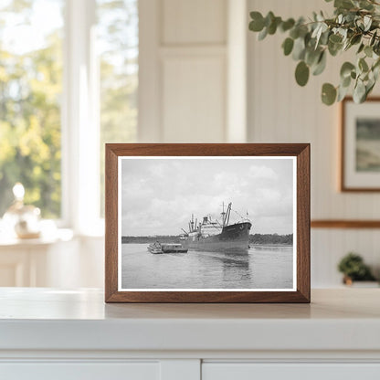 Freighter Departing Houston Port Texas October 1939