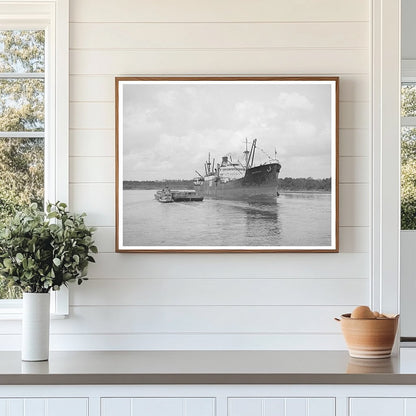 Freighter Departing Houston Port Texas October 1939