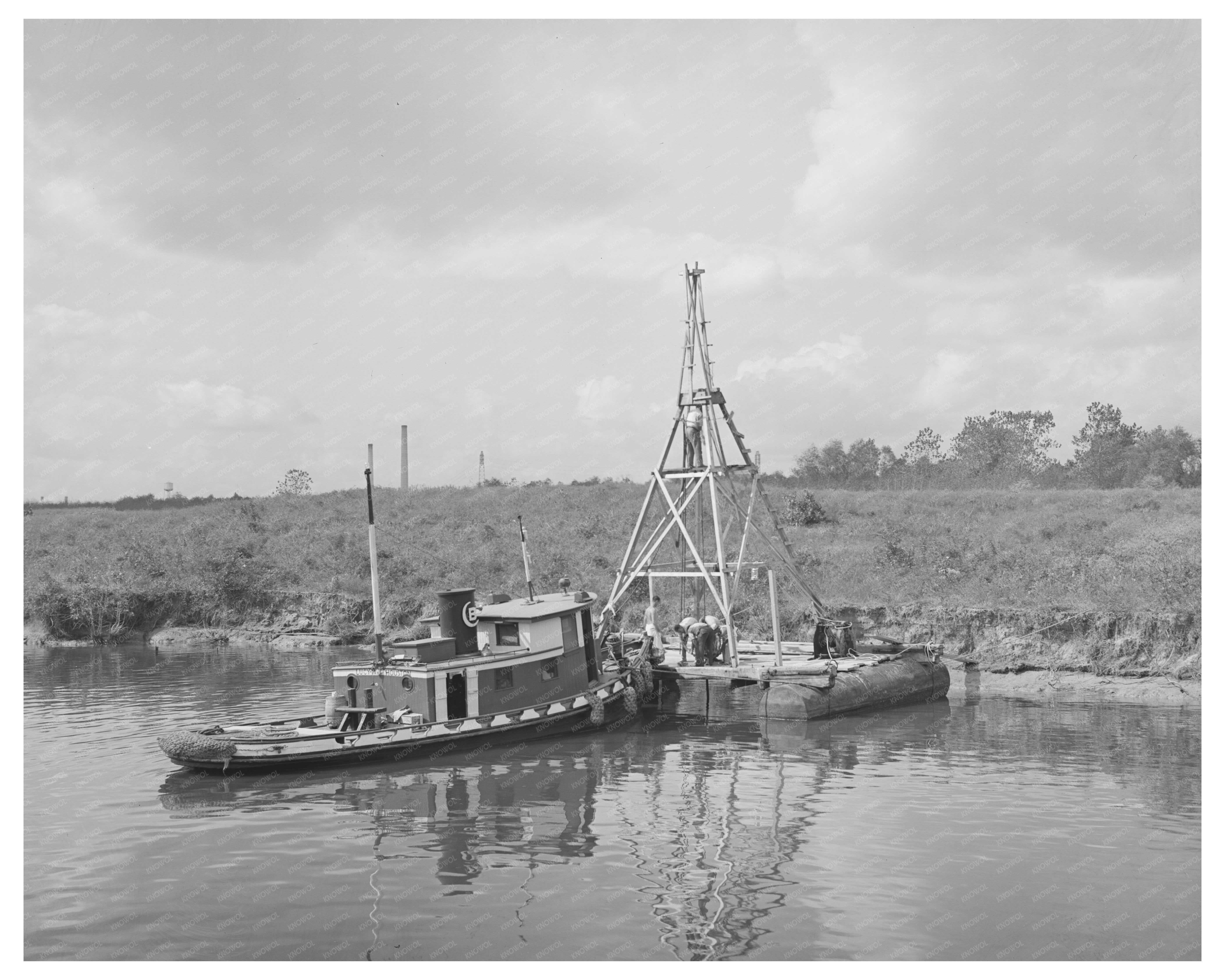 Oil Drillers Taking Core Sample Houston Texas 1939