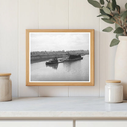 Barge Loaded with Pipe at Port of Houston 1939