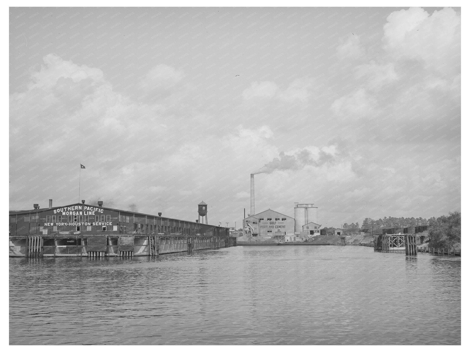 Port of Houston Cement Plant October 1939 Vintage Image