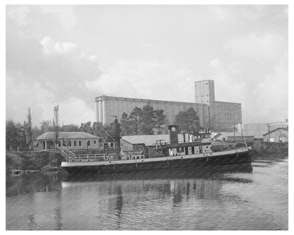 Flour Mill and Tugboat at Port of Houston 1939