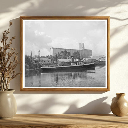 Flour Mill and Tugboat at Port of Houston 1939