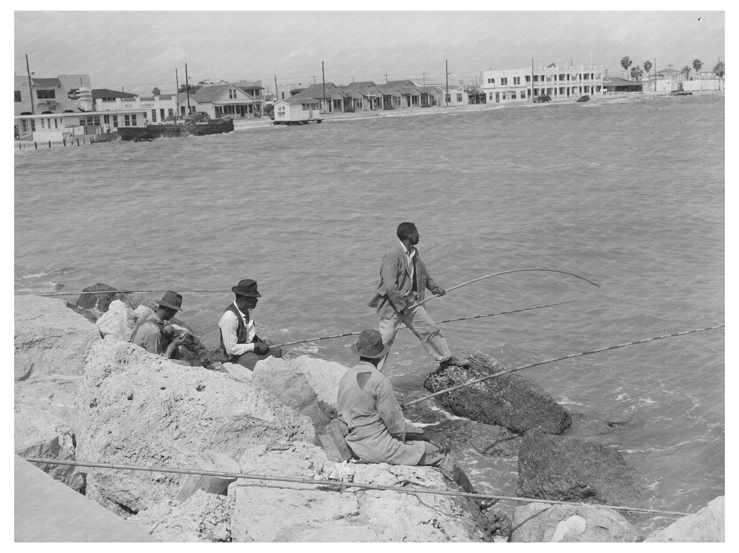 Fishing from Pier in Corpus Christi Texas 1939