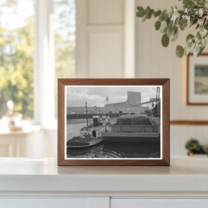 Tugboat Guiding Barge Port of Houston October 1939