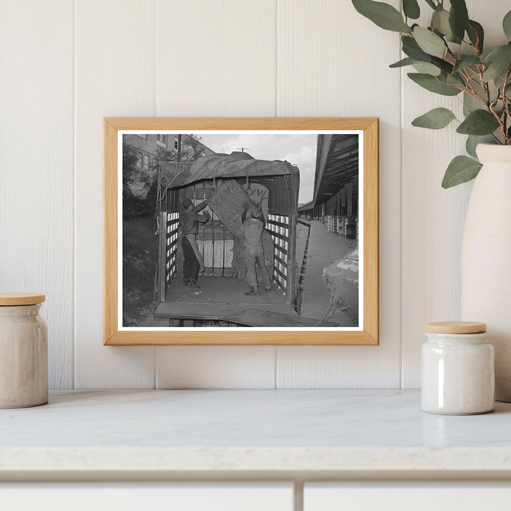 Cotton Truck Unloading at Houston Compress Facility 1939