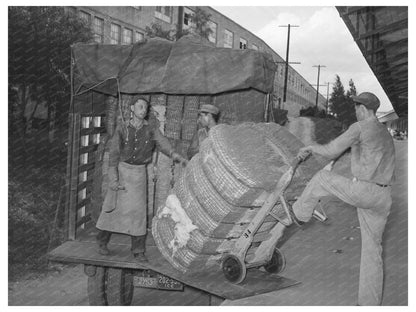 1939 Workers Unloading Cotton at Houston Texas Compress