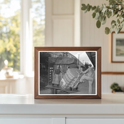 1939 Workers Unloading Cotton at Houston Texas Compress